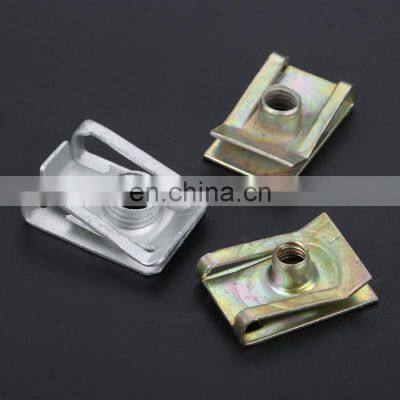 100Pcs Car Screw Base U-Type Mount Fastener Clips Motor Fender Bumper Protection Metal Clip photo-3