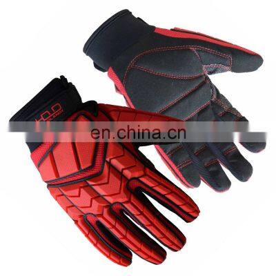 HANDLANDY Superior Synthetic Leather Mechanics Vibration-Resistant Heavy Duty Oilfield Oil and Gas Impact Gloves