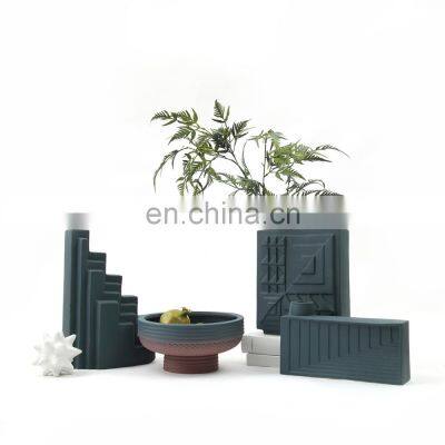 wholesale modern simple living room decor matte color square shape ceramic vases