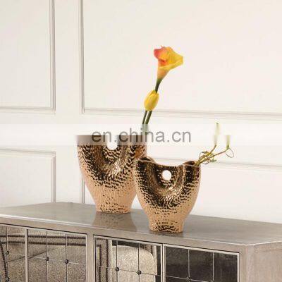 Modern Porcelain Home Decor Luxury Ceramic Gold Vase for Flower Arrangement photo-2