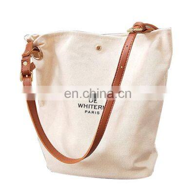 Fashion Canvas Zipper Tote Shopping Bag for Women Portable Handbag