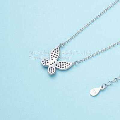 925 Sterling Silver Necklace Inlaid Red Ruby Corundum Personality Butterfly Necklace Chain Women's Silver Jewelry photo-2
