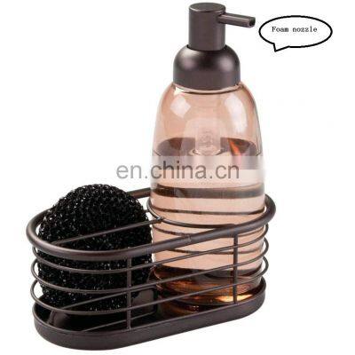 Modern Glass Kitchen Sink Countertop Liquid Hand Soap Dispenser Pump Bottle Caddy With Storage Compartments photo-5