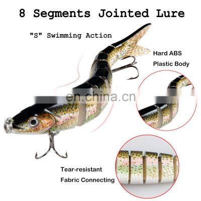 JOHNCOO Hard Plastic 8 Segments 120mm Jointed Swimbait Simming Action Multi Jointed Lures Kits 3pcs photo-5