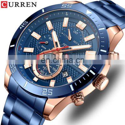 2022 New Curren Brand 8417 Sports Mens Chronograph Stainless Steel Band Waterproof Quartz Wrist Watches For Men