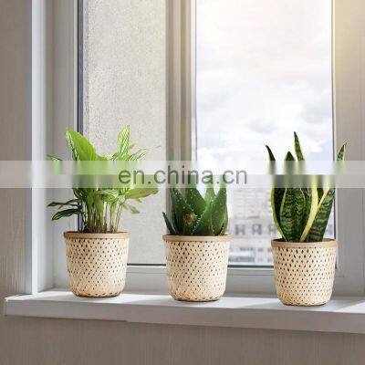 High Quality Set of 3 Bamboo Plant Pot Holder Handmade Flower Pot Wholesale Vietnam Supplier