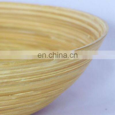 Natural Round Set of 3 Natural Spun Bamboo Salad Bowl, Handmade Serving Bowls With Lacquer Outside Wholesale photo-4