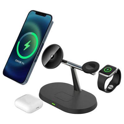 New three-in-one magnetic wireless charger for Apple mobile phone stand desktop earphone watch wireless charging