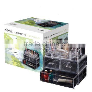 Modern fashional pure acrylic makeup organizer cosmetic organizer with drawers