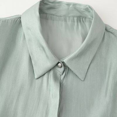 New Style Women's Clothing: Classic Butterfly Knot Embellished Shiny Effect Blouse photo-3