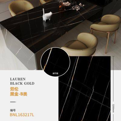 Lauren Black Sintered Stone Slab Fashion Design Black Artificial Stone Wholesale