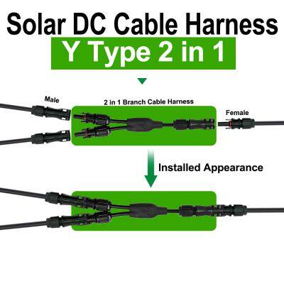 DC1500V Solar Panel Wiring Harness Y Type 2 in 1 Cable Branch Without Connector photo-2