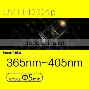 Ultraviolet Light Source F5mm Line UV LED diode with 0.06W and 405nm for fluorescent spectroscopy