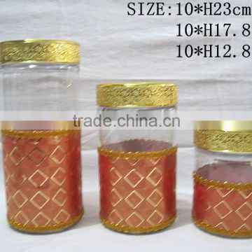 Glass storage jar leather storage tank