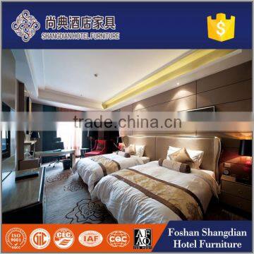 White acrylic/melamine/plywood/veneer/solied wood hotel bedroom furniture simple double bed