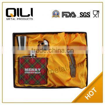 Stainless steel hip flask gift set