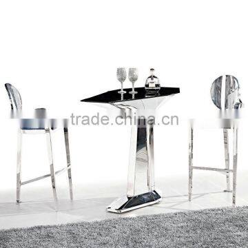cheap stainless steel bar stool table set