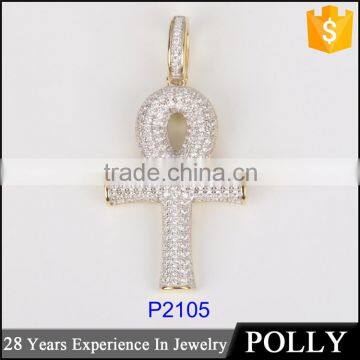 2016 hip hop 925 silver zircon men pendant wholesale cross pendant