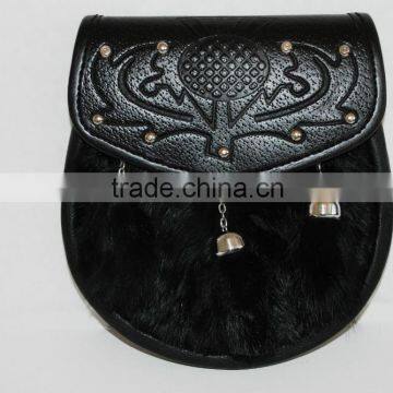 Celtic Embossed Leather Sporran With Front Studs Made Of Fine Quality Leather Material