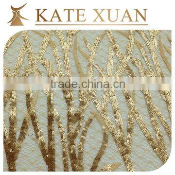 Hand work beads embroidery fabric knit sequin mesh fabric