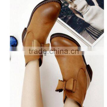 Cute Young Girls Bowknot Lustrascarpe Colore Brown Hiking 2.5cm Boots photo-2