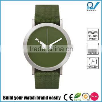 Stainless steel case nylon strap Japan quartz movement 3ATM water resistant nylon band watch