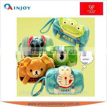 cartoon plush zippered pencil bag