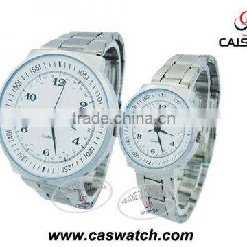 Two rings digital time display dial face unitive color pair watch