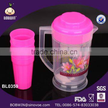 Lifestyle Plastic Pitcher With Lid And 4 Cups photo-3