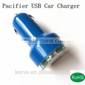 high quality pacifier usb car charger 5.0V 2.1A led display