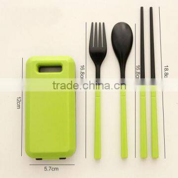 Practical 3 Pieces Pack Green Plastic Kitchenware Kid's Flatware Sets photo-6
