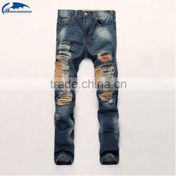 Patchwork Designer High Quality Patched Jeans Ripped Men Rock Men Jeans Hip Hop Jeans Denim Pants
