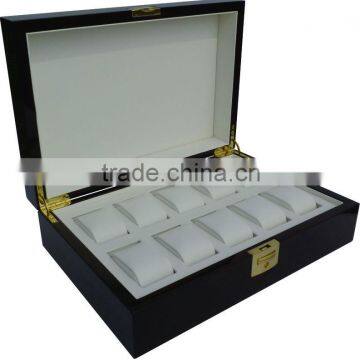 10 Slots High Glossy Wooden Watch Storage Box wtih Button Lock