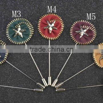 Rounded Zipper Lapel Pins With Metal Star Center,Mature Men Brooches,Customized Long Corsage