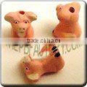 Ceramic small animal shape bead - Cute little pink Pig