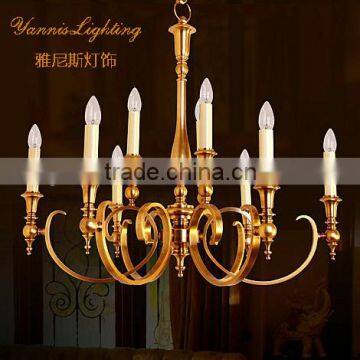 9 arms candle classic brass color pendant chandelier for decoration