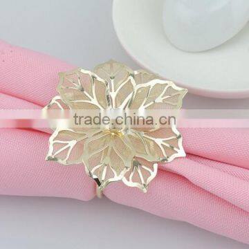 fashionable golden leaves shape crystal napkin rings
