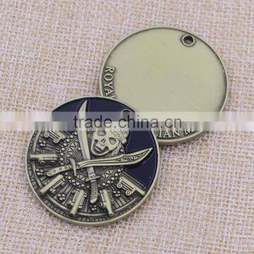 Souvenir Custom Metal Skull Enamel Embossed Coin