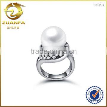 fashion jewelry style fits for wedding engagement pearl silver ring for girls