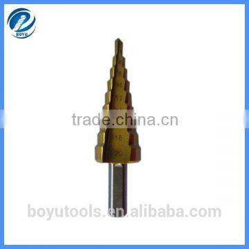 Titanium coated wood step drill bit