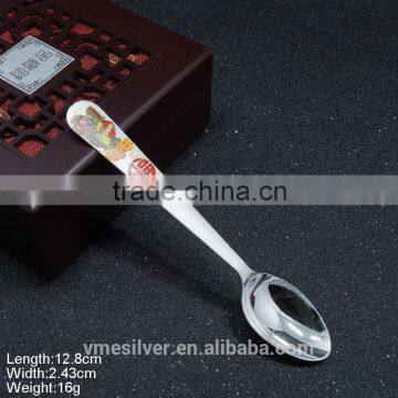 KSA-02 Silver Spoon 999 Pure Silver Spoon Silver Plated Spoon Glazed Pattern