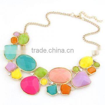 European and American Fashion Metal Jewelry Luxurious Candy Colorful Charm Necklace for Ladies