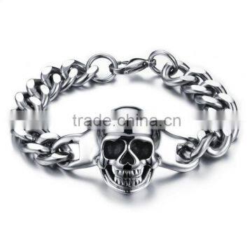 Factory oem chain link mens skull bracelets stainless steel