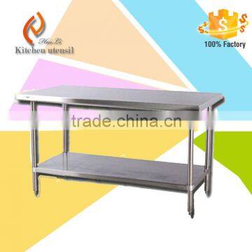 Commercial industrial Stainless steel kitchen work table and workbench with drainboard and backsplash under shelf