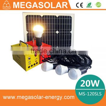 20W Solar Home Lighting System with LED Lamps&Phone Chargers