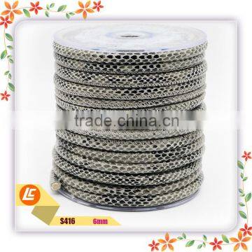 2016 Luxury Gray Natural Stitching Python Leather Cord 6mm