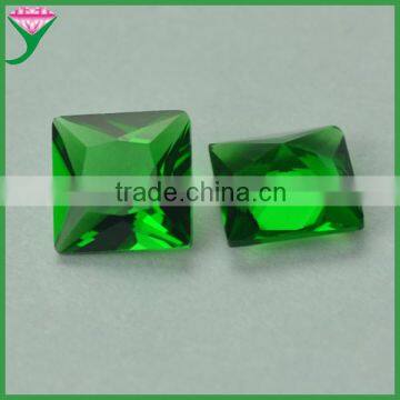 Square princess cut green emerald synthetic decorative glass gems diamond