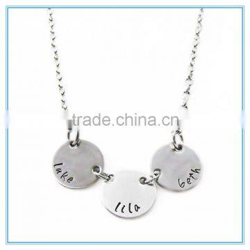 Three Name Linked Discs Necklace Stainless Steel