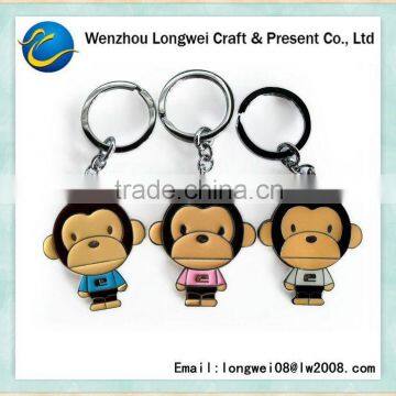 fresh design soft pvc various colors cute monkey flashlight keychain