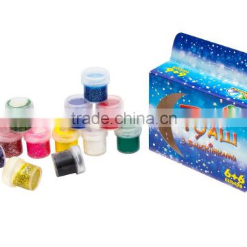 Gouache, poster paint, poster color 12 colors, 6 conventional + 6 with glitter, 120ml